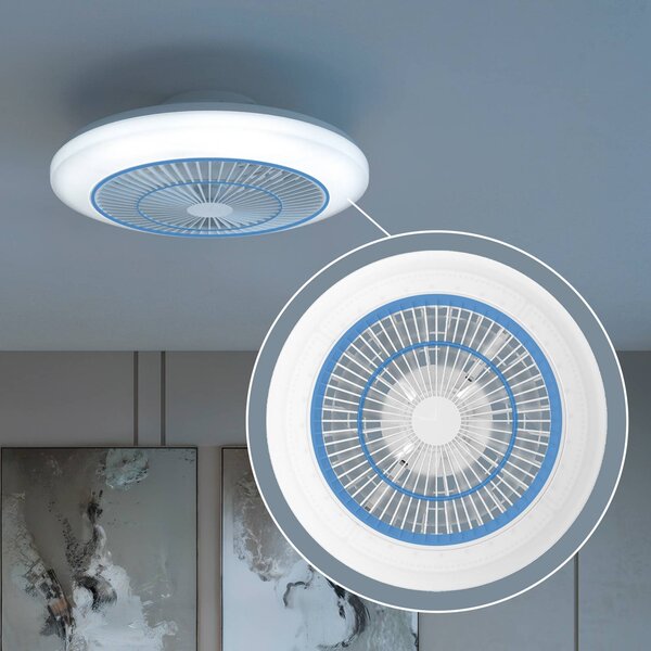 Philips Stropný ventilátor LED Amigo, biely, 48 cm, RGB, Biela / opálová, Obývacia izba / jedáleň, Plast, Moderný