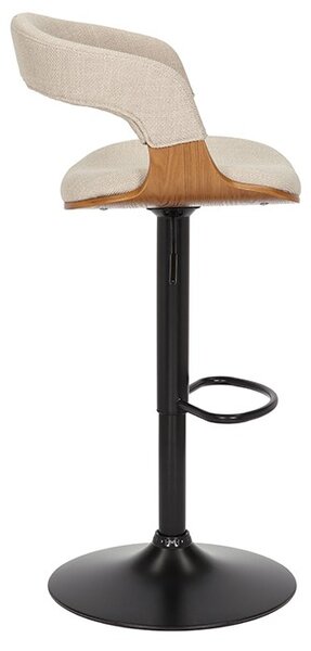 Estila Dizajnová retro otočná barová stolička Norwich so svetlým béžovým čalúnením a výškovo nastaviteľnou nohou 58 cm