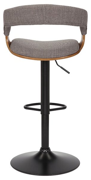 Estila Dizajnová retro otočná barová stolička Norwich so sivým čalúnením a detailom z jaseňového dreva 50 cm
