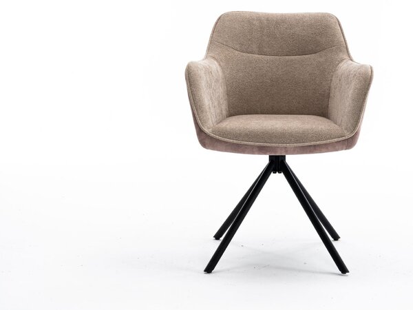 Estila Moderne otočné kreslo Kristal Sand so champagne béžovým zamatovým poťahom a čiernymi kovovými nožičkami 80cm