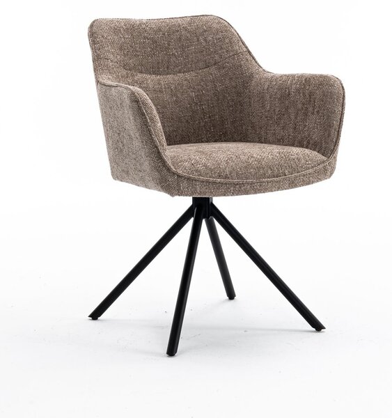 Estila Moderne otočné kreslo Kristal Sand II s champagne béžovou poťahovou latkou a čiernymi kovovými nožičkami 80cm