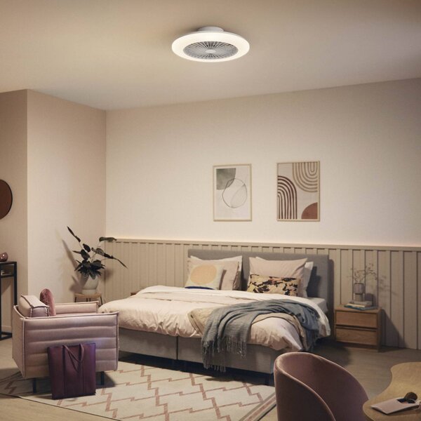 Philips Stropný ventilátor LED Amigo, lesklá biela, 58 cm,, Biela / opálová, Obývacia izba / jedáleň, Plast, Moderný