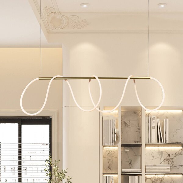 LED závesné svietidlo 19254, matná zlatá farba, dĺžka 147 cm, kov, Mosadz / zlato, Obývacia izba / jedáleň, kov, Moderný, Závesné svietidlo