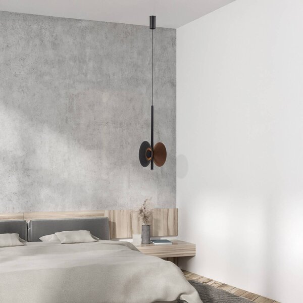 LED závesné svietidlo 23176, hnedé, Ø 19 cm, kovové, Hnedá / hrdzavá, Obývacia izba / jedáleň, kov, Moderný, Závesné svietidlo