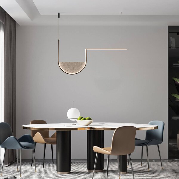 LED závesné svietidlo 23170, sivá/čierna, 101 cm, sklo/kov,, Čierna, Obývacia izba / jedáleň, Hliník, Moderný, Závesné svietidlo