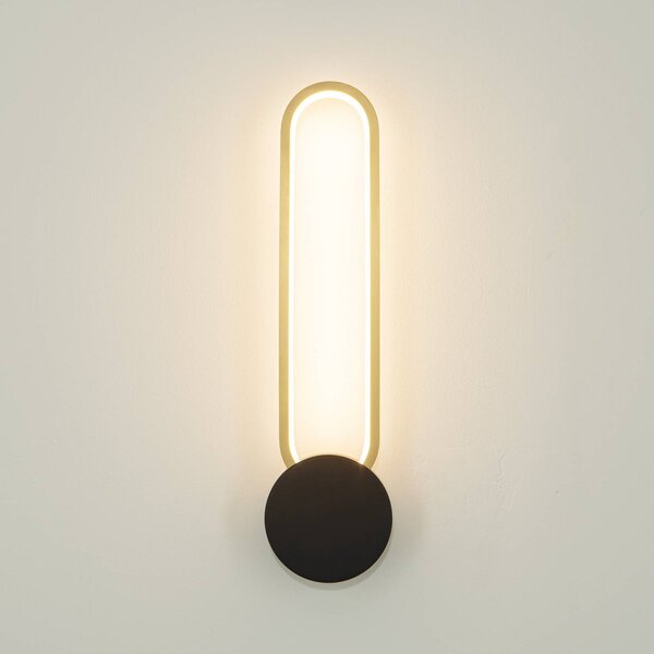 LED nástenné svetlo 23102, zlatá/čierna, šírka 10 cm, kovová, stmievateľné, Mosadz / zlato, Obývacia izba / jedáleň, Hliník, Moderný, Nástenné svietidlo