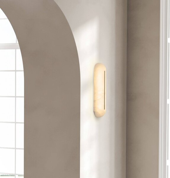 Zambelis Nástenné svetlo LED 2546, biela, výška 36 cm, alabastrová, stmievateľné, Biela / opálová, Obývacia izba / jedáleň, Kameň, Nástenné svietidlo
