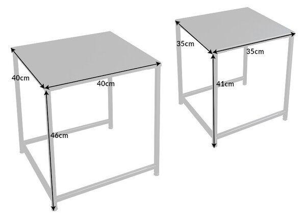 Estila Industriálny set dvoch čiernych štvorcových konferenčných stolíkov Industria Durante 46 cm