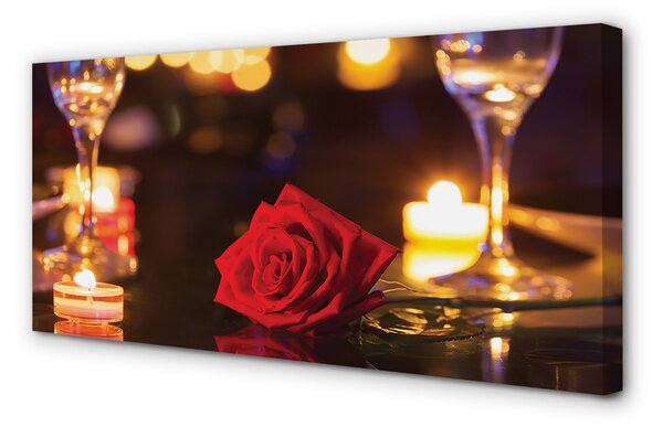 Obraz canvas Rose sviečka okuliare 100x50 cm