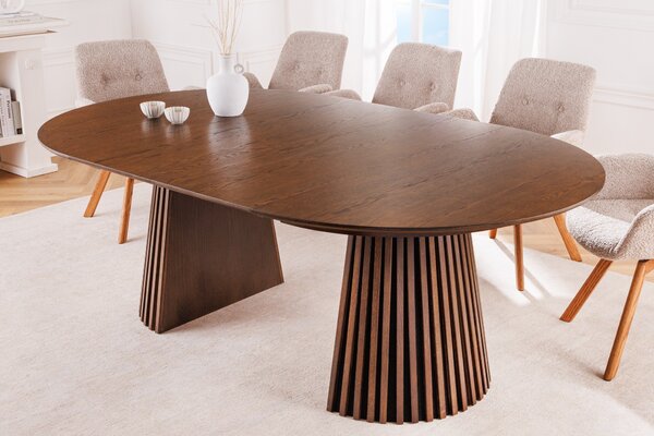 Estila Moderný okrúhly jedálenský stôl Davidson rozkladací tmavohnedý 120-200cm