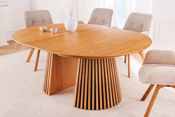 Estila Moderný svetlohnedý jedálenský stôl Davidson okrúhly rozkladací 120-200cm