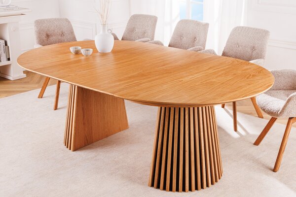 Estila Moderný svetlohnedý jedálenský stôl Davidson okrúhly rozkladací 120-200cm