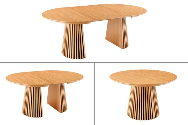 Estila Moderný svetlohnedý jedálenský stôl Davidson okrúhly rozkladací 120-200cm