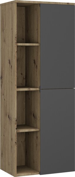STREDNE VYSOKÁ SKRINKA, antracitová, farba duba, 50/132/32 cm Stylife - Kúpeľňové skrinky