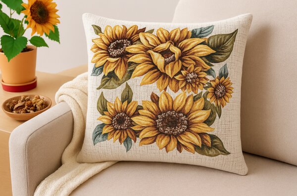 Gobelínová obliečka na vankúš Slnečnice Chenille IT120 Farba Viacfarebná Rozmery 42x42 cm