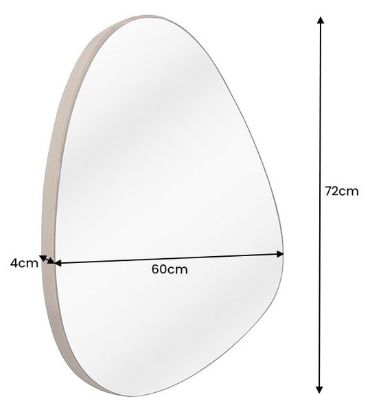 Estila Moderné asymetrické nástenné zrkadlo Antonio so zaoblenými hranami a hnedým dubovým rámom po bokoch 72 cm