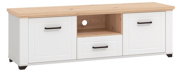 SKRINKA POD TV, biela, dub artisan, 147/48/41 cm Landscape - TV nábytok
