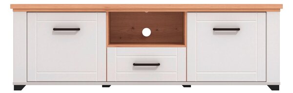SKRINKA POD TV, biela, dub artisan, 147/48/41 cm Landscape - TV nábytok