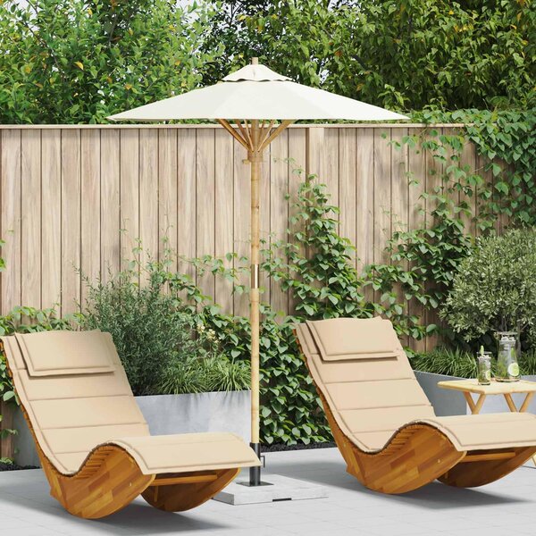 Maison Exclusive – Záhradný slnečník, priemer 150 x 210 cm, bambus, okrúhly, krémovo biely
