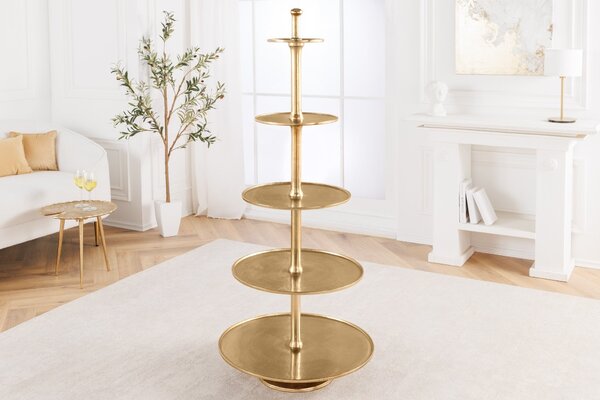 Estila Luxusný okrúhly etažér Amelié s piatimi úrovňami v art deco štýle v zlatej farbe 149 cm