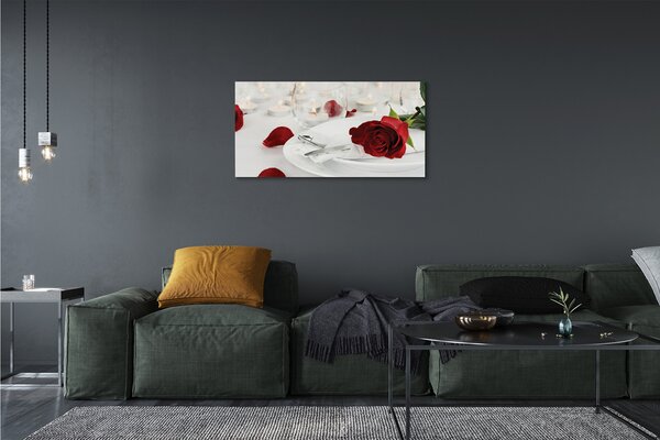Obraz canvas večera sviečky ruže 100x50 cm