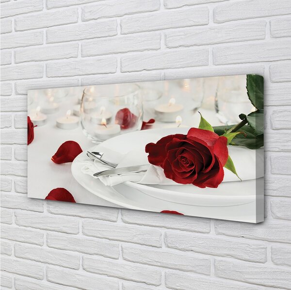 Obraz canvas večera sviečky ruže 100x50 cm