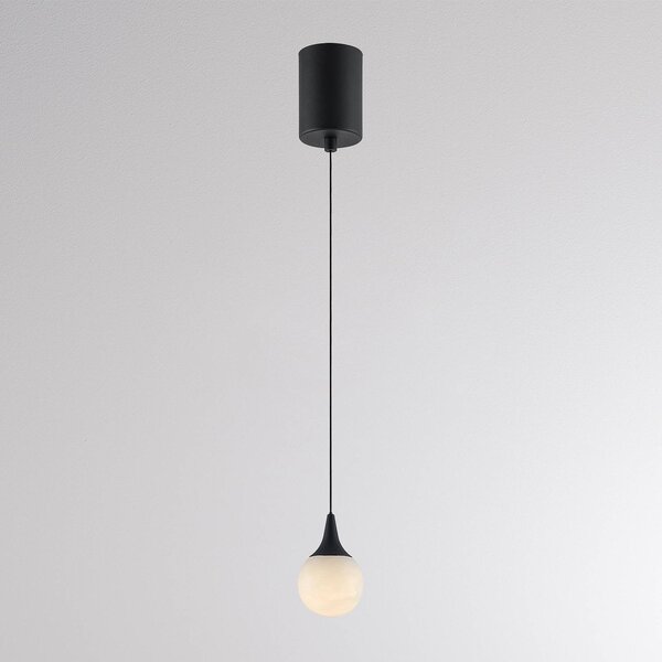 Molto Luce LED závesné svietidlo ARE, čierne, alabastrové, Ø 8 cm, DALI, Čierna, Obývacia izba / jedáleň, Kameň, Moderný, Závesné svietidlo