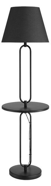 Estila Dizajnová industriálna čierna stojaca lampa Bucky s odkladacím stolíkom 175 cm