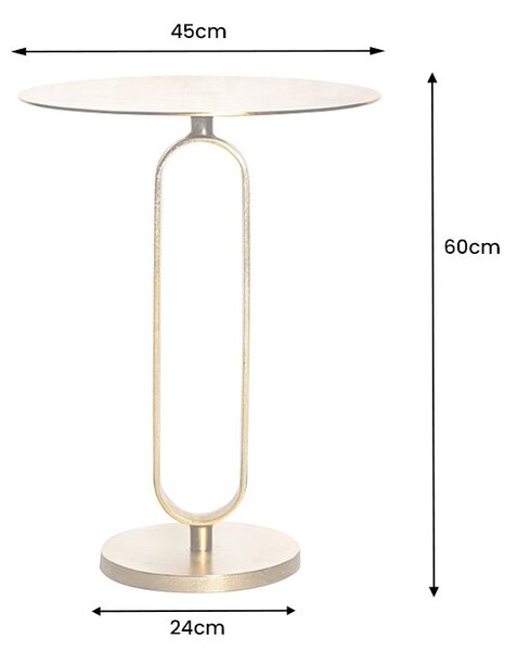 Estila Art deco okrúhly zlatý kovový príručný stolík Zendy s glamour nádychom 60 cm