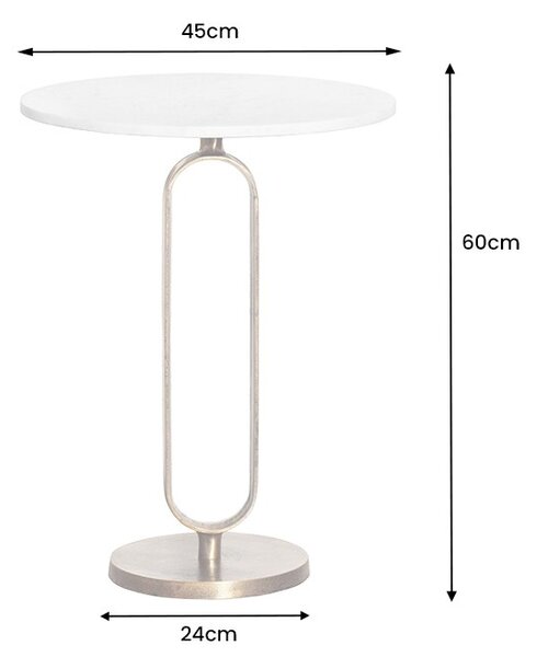 Estila Art deco okrúhly medený príručný stolík Zendy s bielou mramorovou doskou s glamour nádychom 60 cm