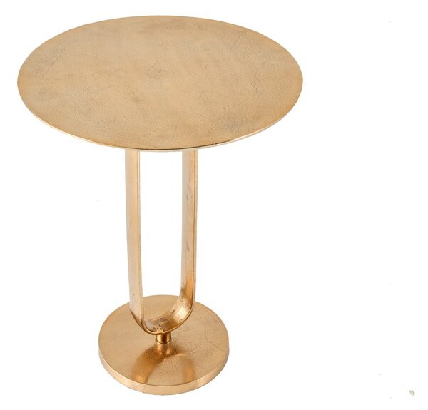 Estila Art deco okrúhly zlatý kovový príručný stolík Zendy s glamour nádychom 60 cm