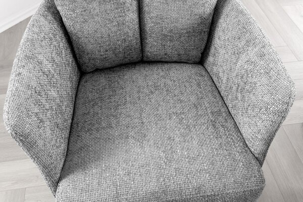 Estila Dizajnová retro otočná stolička Dover so sivým čalúnením a opierkami na ruky 92 cm