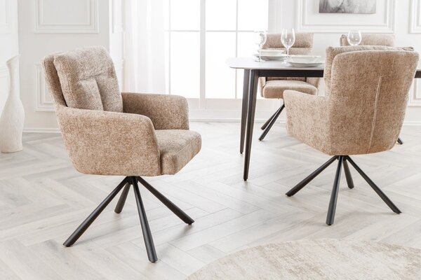 Estila Dizajnová retro otočná stolička Dover s prešívaným čalúnením v béžovo sivej farbe 92 cm