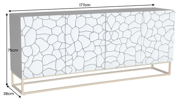 Estila Dizajnový masívny štvordverový príborník Timanfaya s mozaikovým zdobením z mangového dreva v medovej hnedej farbe 177 cm