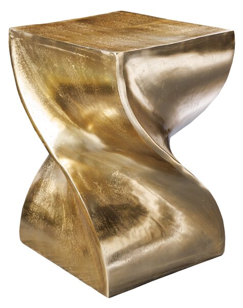 Estila Dizajnový štvorcový art deco príručný stolík Twist so zatočeným dizajnom v zlatej farbe 45 cm