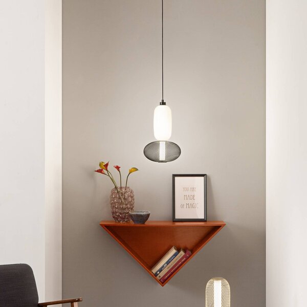 LED závesné svietidlo INKAS, výška 90 cm, čierna, sklo/kov,, Čierna, Obývacia izba / jedáleň, Sklo, Závesné svietidlo