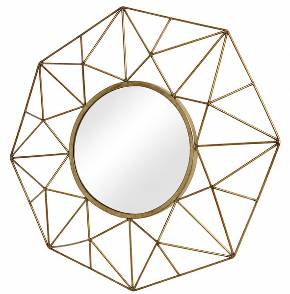 Estila Dizajnové art deco mosadzné patinované okrúhle zrkadlo Xoia s kovovým rámom so vzdušným diamantovým dizajnom 90 cm