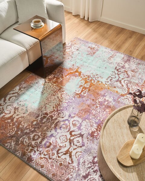 Koberec viacfarebný polyester 140 x 200 cm s nízkym vlasom s potlačou orientálny boho štýl obývacia izba spálňa