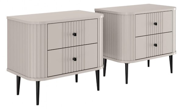 Nočné stolíky Vespera 56 cm - 2 ks - kašmírová / čierne nožičky