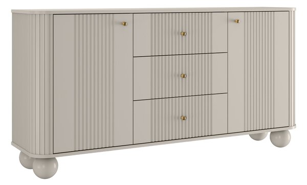Komoda Vespera 160 cm so zásuvkami - kašmírová / zlatá / kašmírové nohy