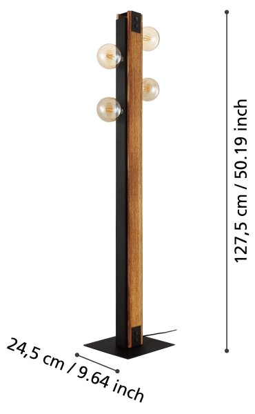 Eglo 43471 - Stojacia lampa LAYHAM 4xE27/60W/230V