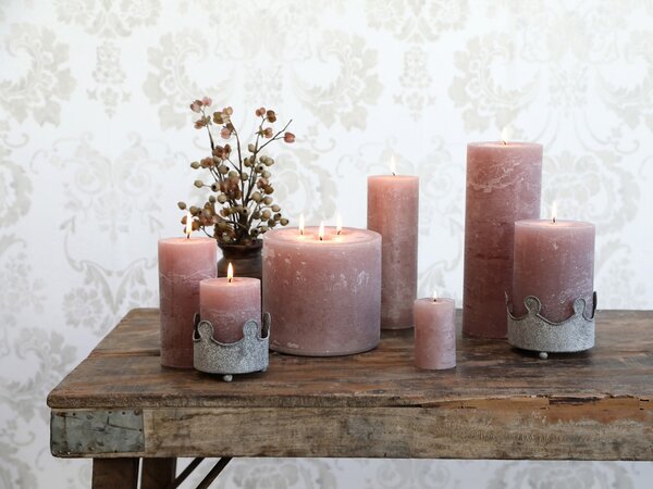 Krémová široká sviečka Rustic pillar - Ø 7*10cm/ 40h - Chic Antique