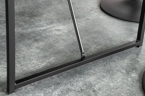 Estila Moderný industriálny čierny barový stôl Industria Marble s kovovu podstavou a vrchnou doskou s mramorovým dizajnom 105 cm
