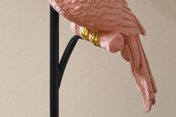 Estila Dizajnová stolná lampa Parrot so štvorcovou podstavou a dekoráciou v podobe ružového papagája 75 cm