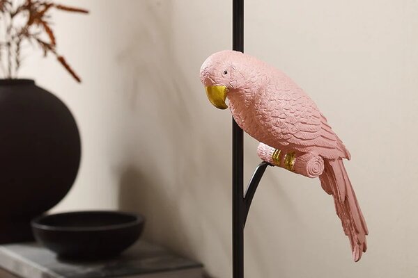 Estila Dizajnová stolná lampa Parrot so štvorcovou podstavou a dekoráciou v podobe ružového papagája 75 cm