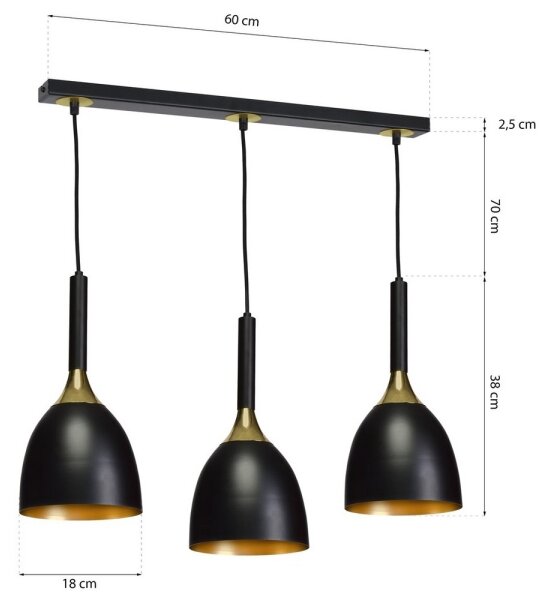 Luster na lanku CLARK 3xE27/60W/230V