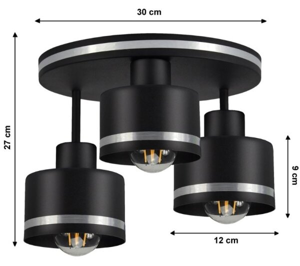 Prisadený luster BODO SILVER 3xE27/60W/230V
