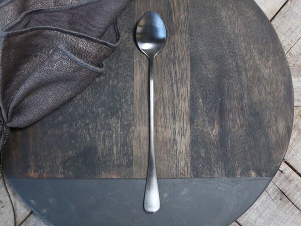 Strieborná kovová lyžička na latté - 20cm - Chic Antique