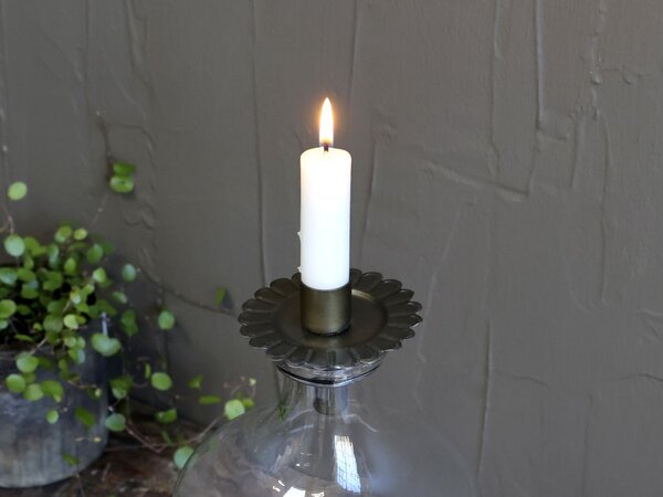 Mosadzný antik kovový dekoračný svietnik na fľašu Décor - Ø 8*6,5 cm - Chic Antique