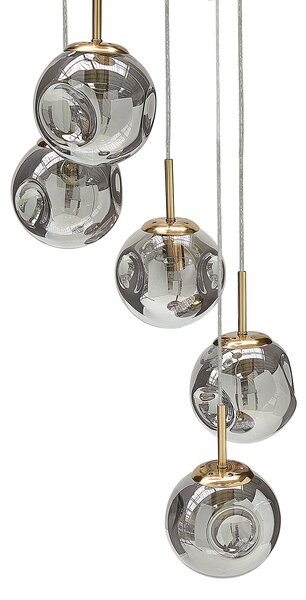 Závesná lampa priehľadná sklenené tienidlá mosadz železo 5 svetiel moderný dizajn doplnky obývacia izba